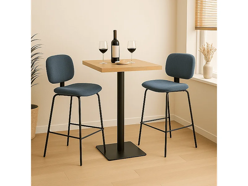 Lot de 2 tabourets en velours côtelé avec pieds en métal noir H65 cm - ARUS