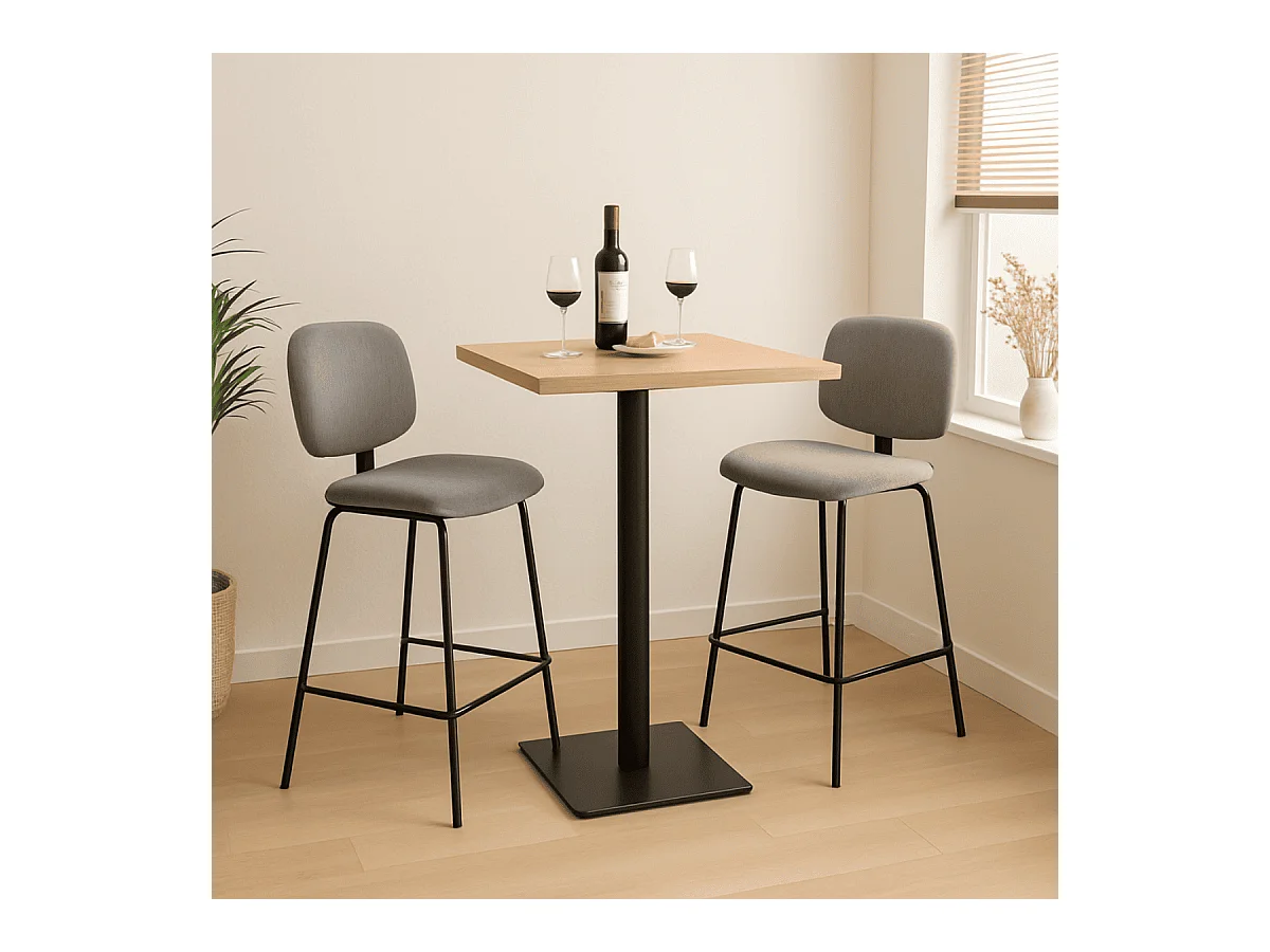 Lot de 2 tabourets en velours côtelé avec pieds en métal noir H65 cm - ARUS