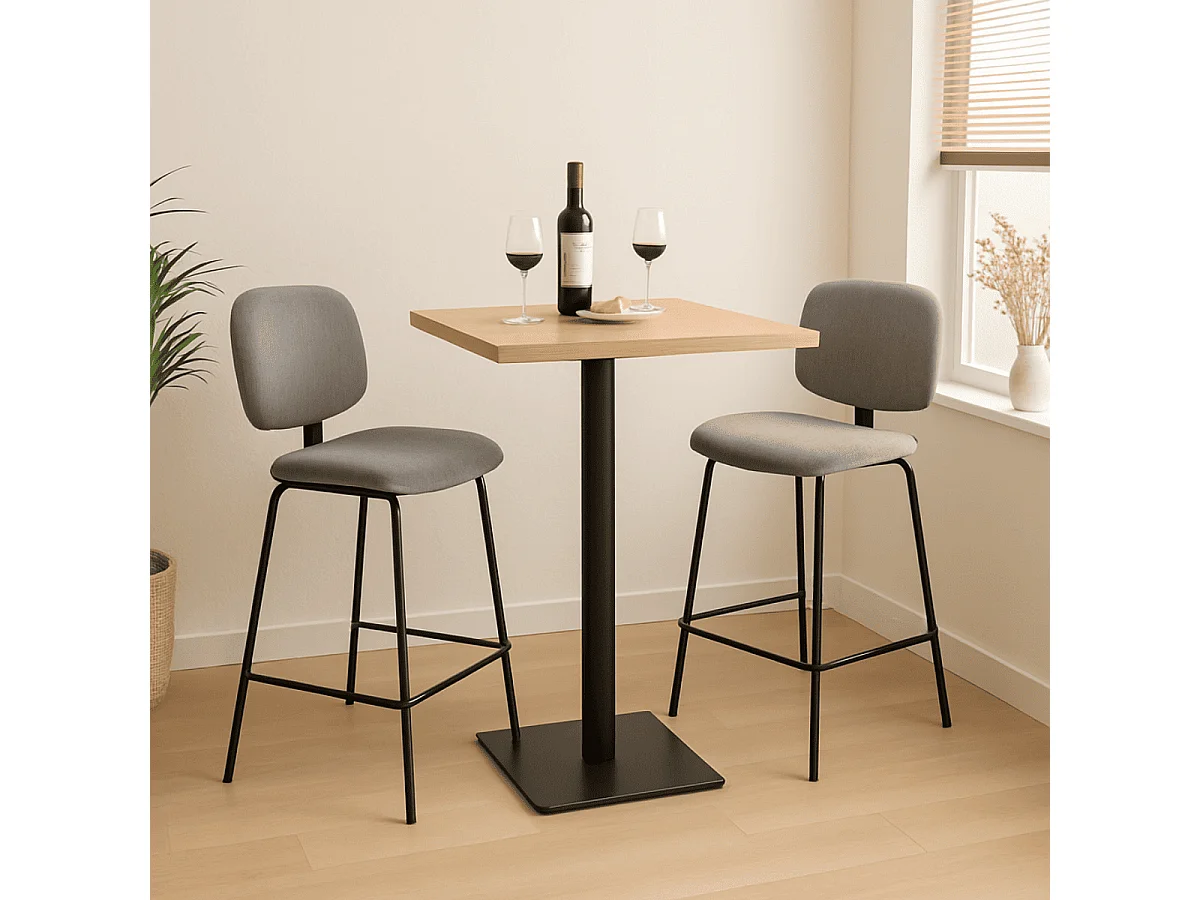 Conjunto de 2 bancos em veludo cotelê e metal preto 44x51 h98 cm