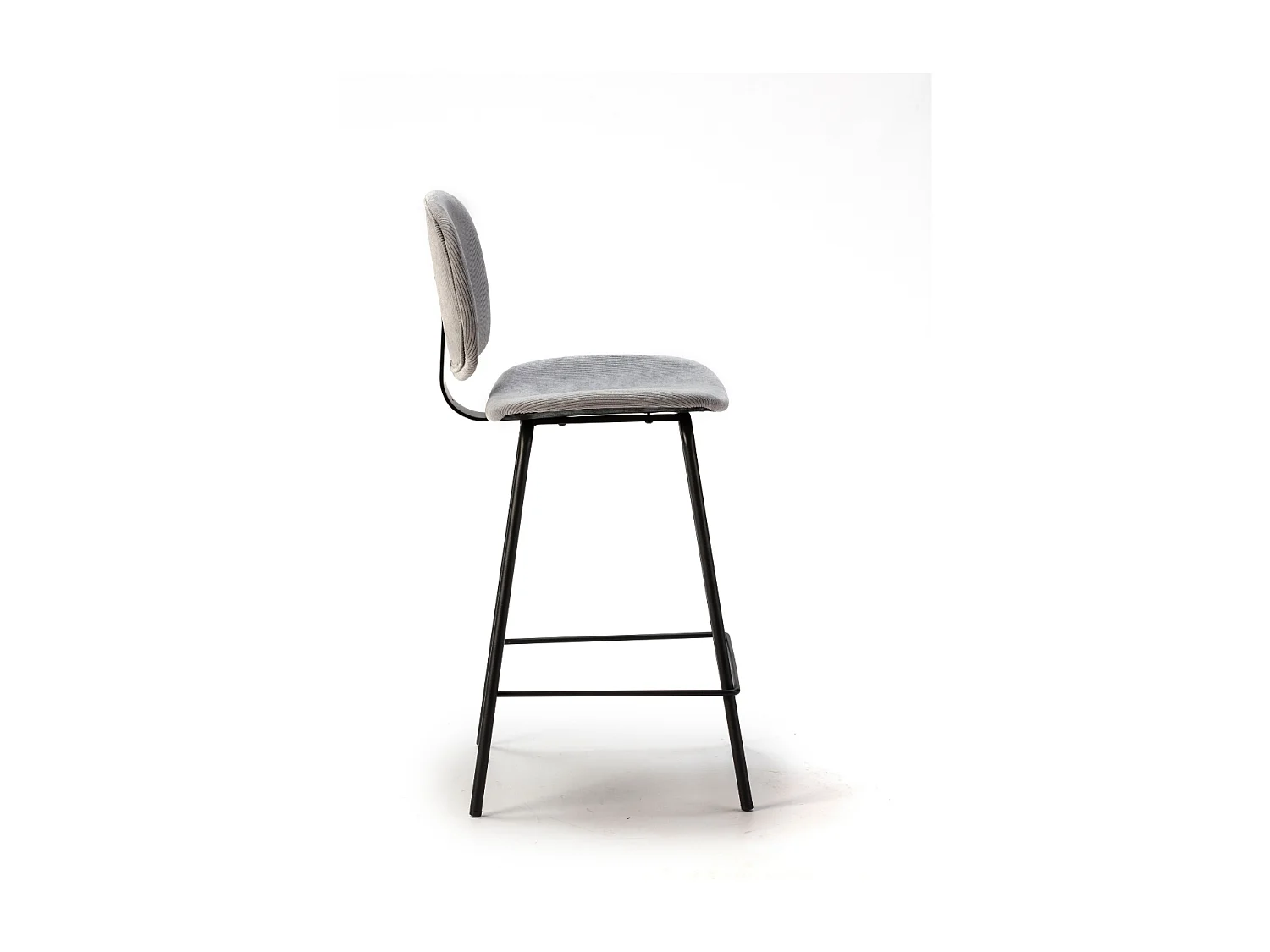 Conjunto de 2 bancos em veludo cotelê e metal preto 44x51 h98 cm