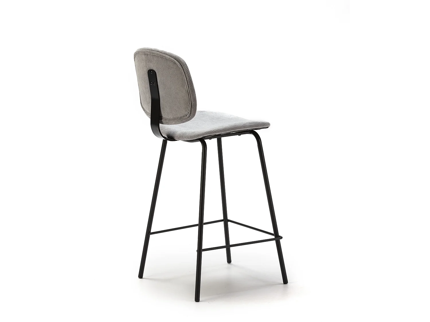 Conjunto de 2 bancos em veludo cotelê e metal preto 44x51 h98 cm