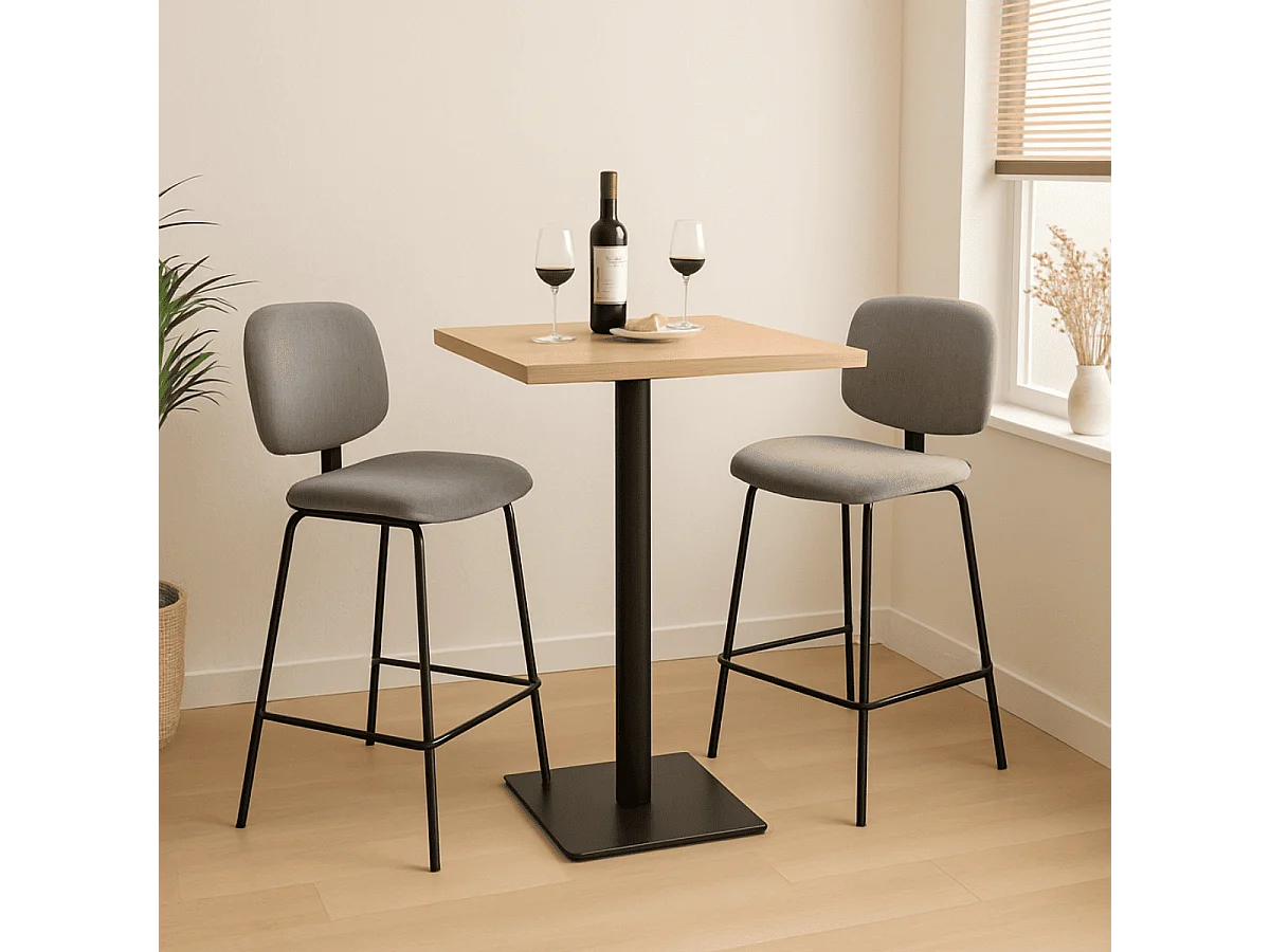 Lot de 2 tabourets en velours côtelé avec pieds en métal noir H65 cm - ARUS