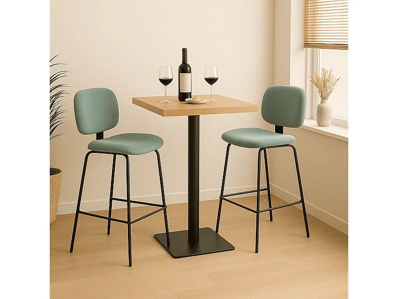 Conjunto de 2 bancos em veludo cotelê e metal preto 44x51 h98 cm