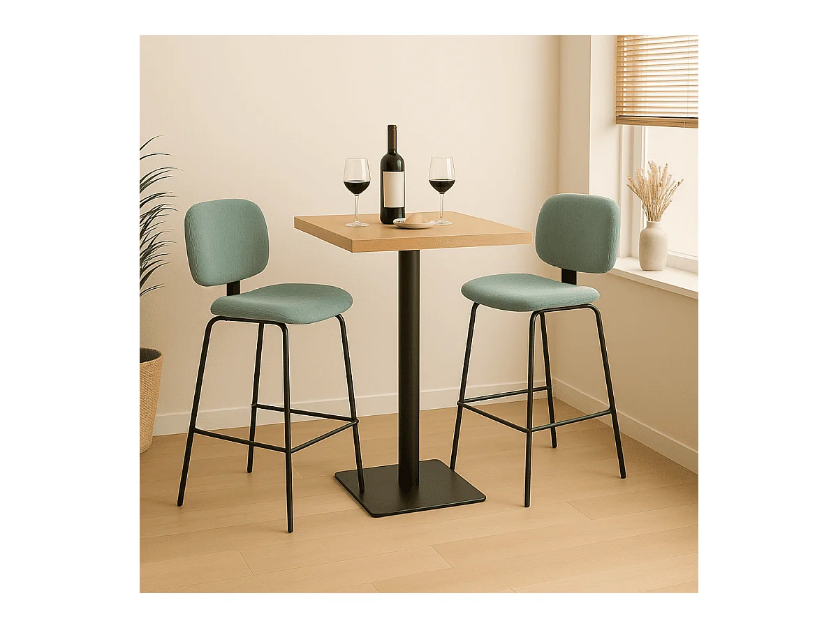 Lot de 2 tabourets en velours côtelé avec pieds en métal noir H65 cm - ARUS