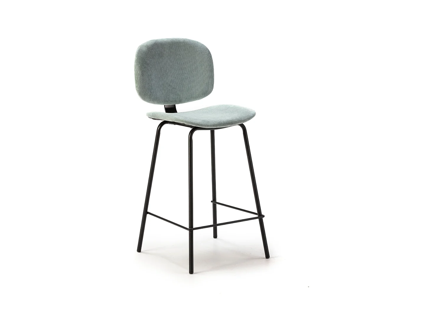 Lot de 2 tabourets en velours côtelé avec pieds en métal noir H65 cm - ARUS