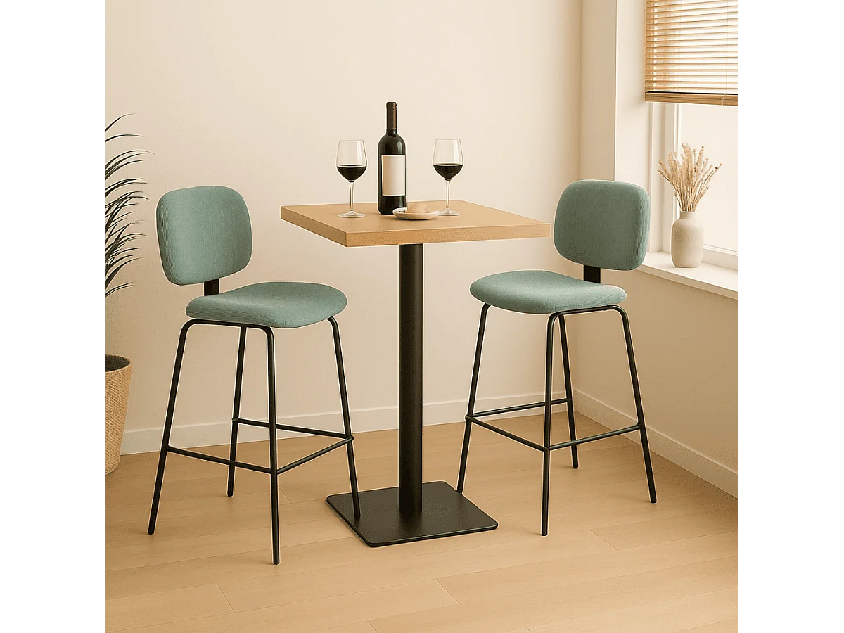 Lot de 2 tabourets en velours côtelé avec pieds en métal noir H65 cm - ARUS