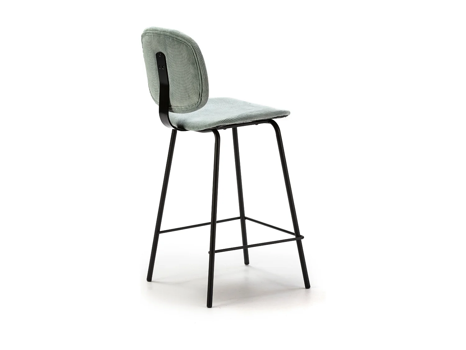 Lot de 2 tabourets en velours côtelé avec pieds en métal noir H65 cm - ARUS