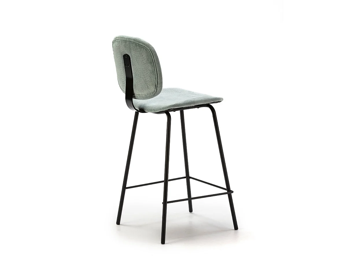 Lot de 2 tabourets en velours côtelé avec pieds en métal noir H65 cm - ARUS