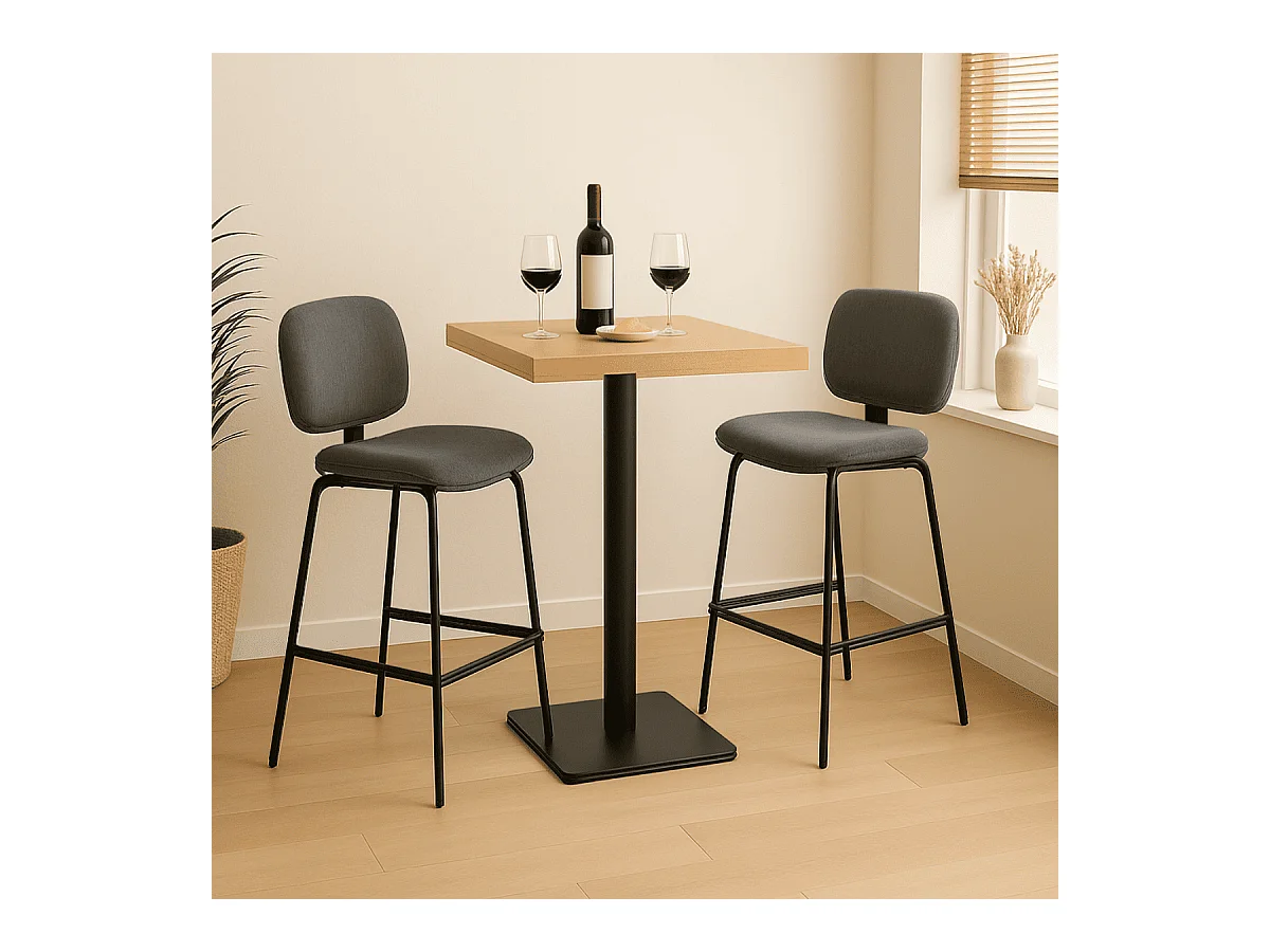 Lot de 2 tabourets en velours côtelé avec pieds en métal noir H65 cm - ARUS