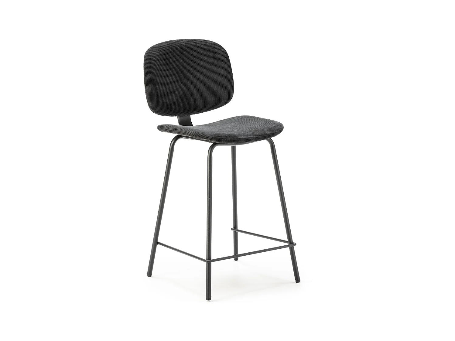 Lot de 2 tabourets en velours côtelé avec pieds en métal noir H65 cm - ARUS