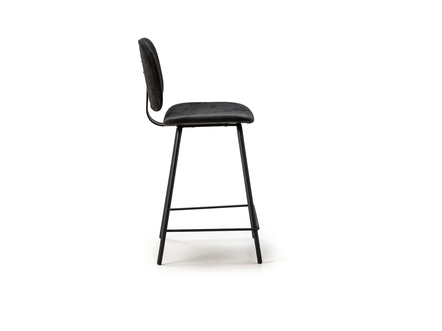 Lot de 2 tabourets en velours côtelé avec pieds en métal noir H65 cm - ARUS