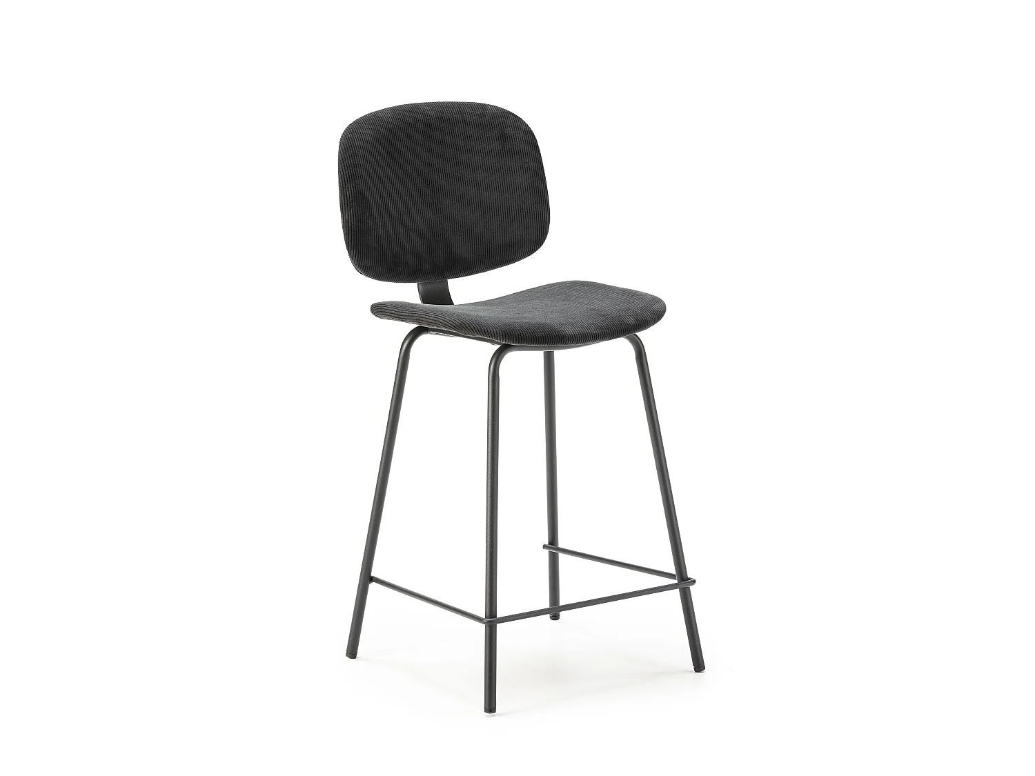 Lot de 2 tabourets en velours côtelé avec pieds en métal noir H65 cm - ARUS