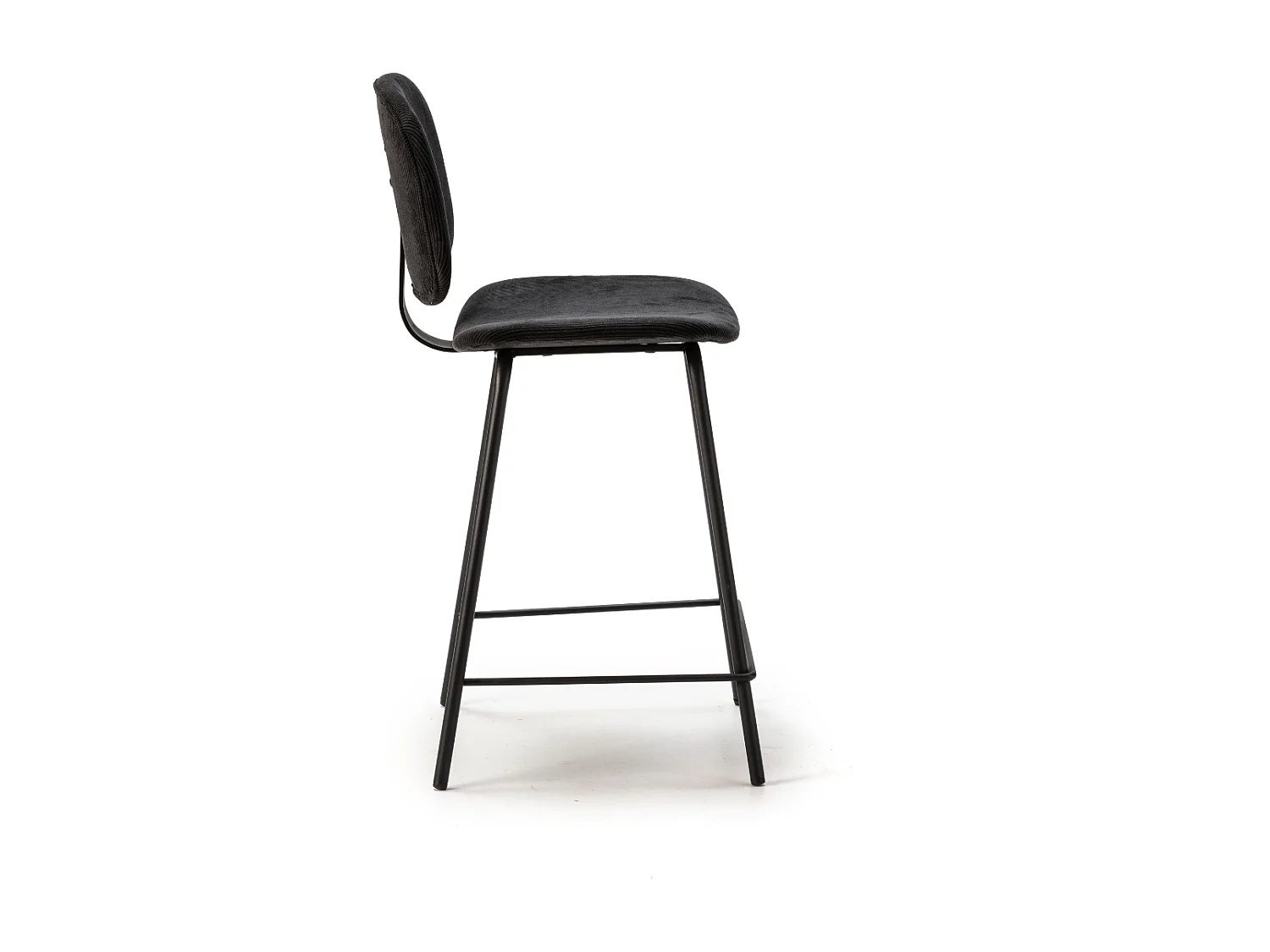 Conjunto de 2 bancos em veludo cotelê e metal preto 44x51 h98 cm