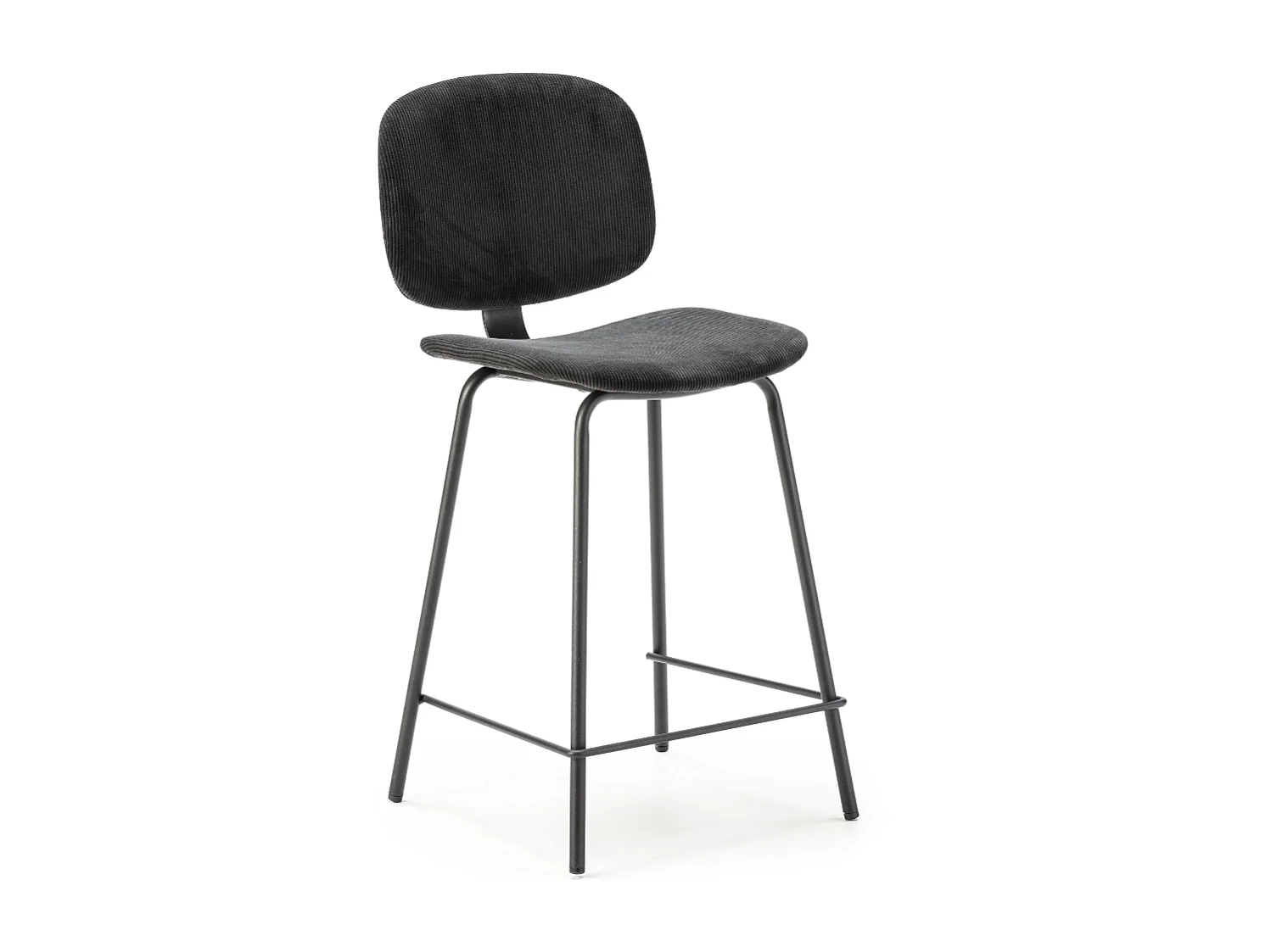 Lot de 2 tabourets en velours côtelé avec pieds en métal noir H65 cm - ARUS