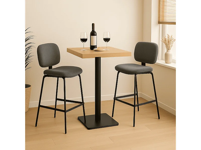 Lot de 2 tabourets en velours côtelé avec pieds en métal noir H65 cm - ARUS