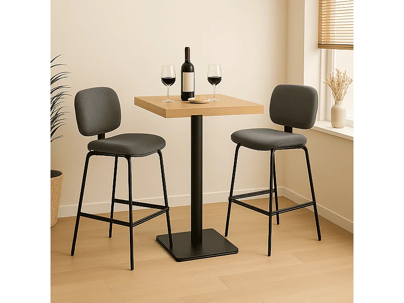 Conjunto de 2 bancos em veludo cotelê e metal preto 44x51 h98 cm