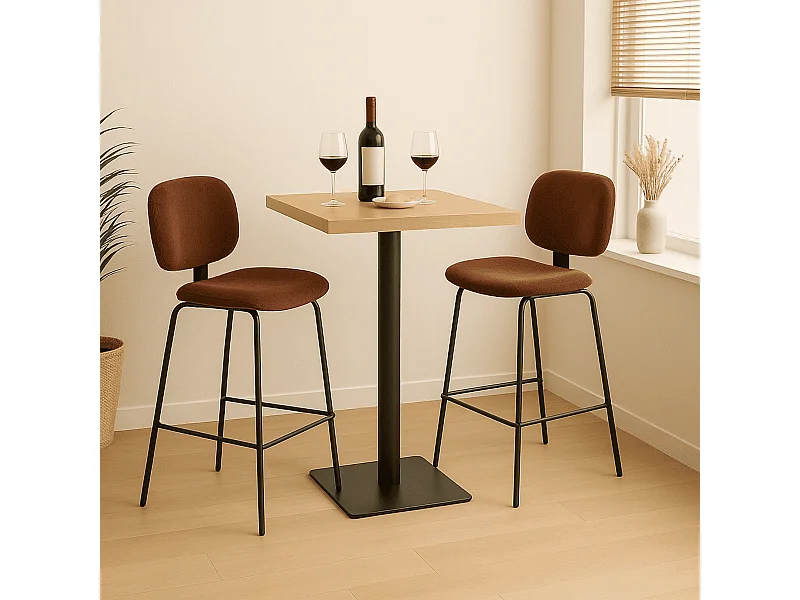 Lot de 2 tabourets en velours côtelé avec pieds en métal noir H65 cm - ARUS