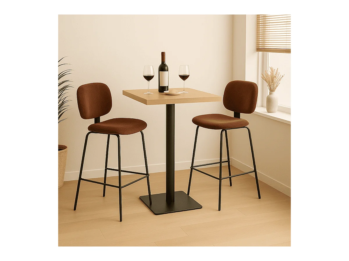 Lot de 2 tabourets en velours côtelé avec pieds en métal noir H65 cm - ARUS