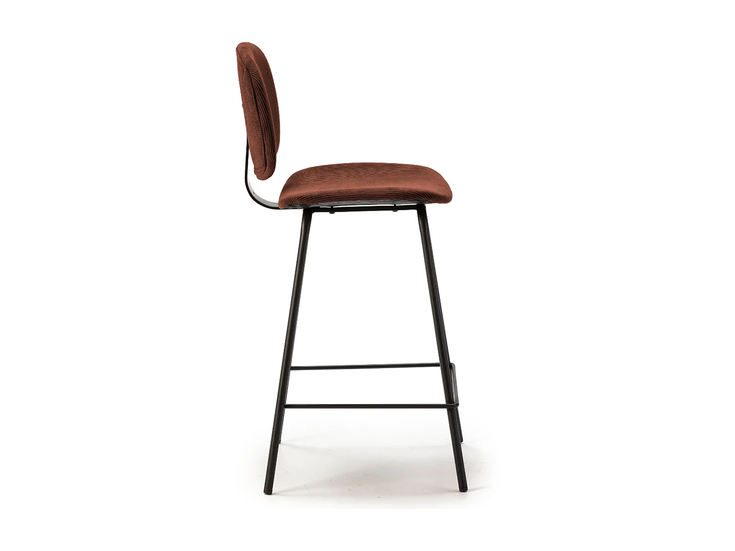 Lot de 2 tabourets en velours côtelé avec pieds en métal noir H65 cm - ARUS