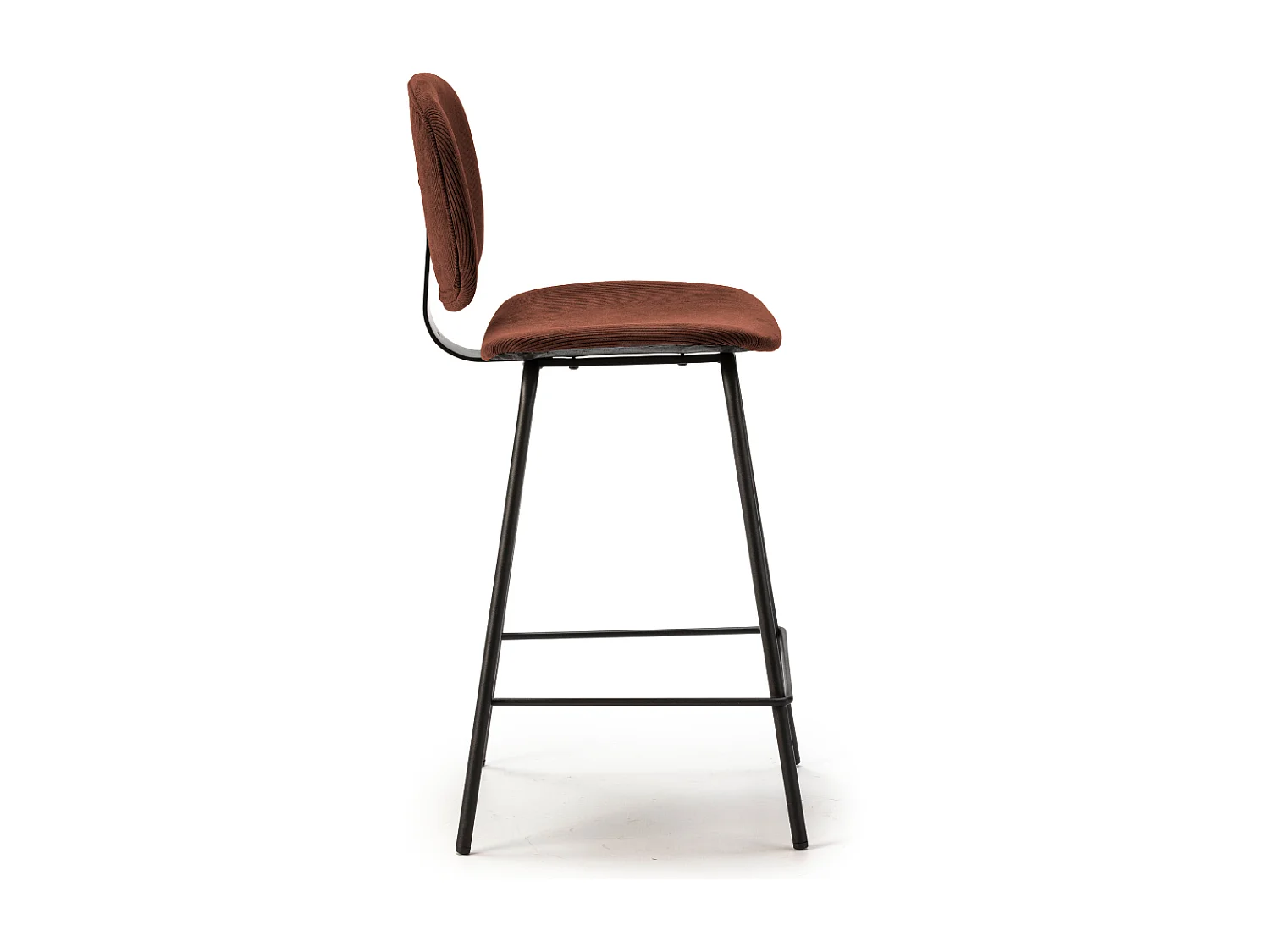 Lot de 2 tabourets en velours côtelé avec pieds en métal noir H65 cm - ARUS