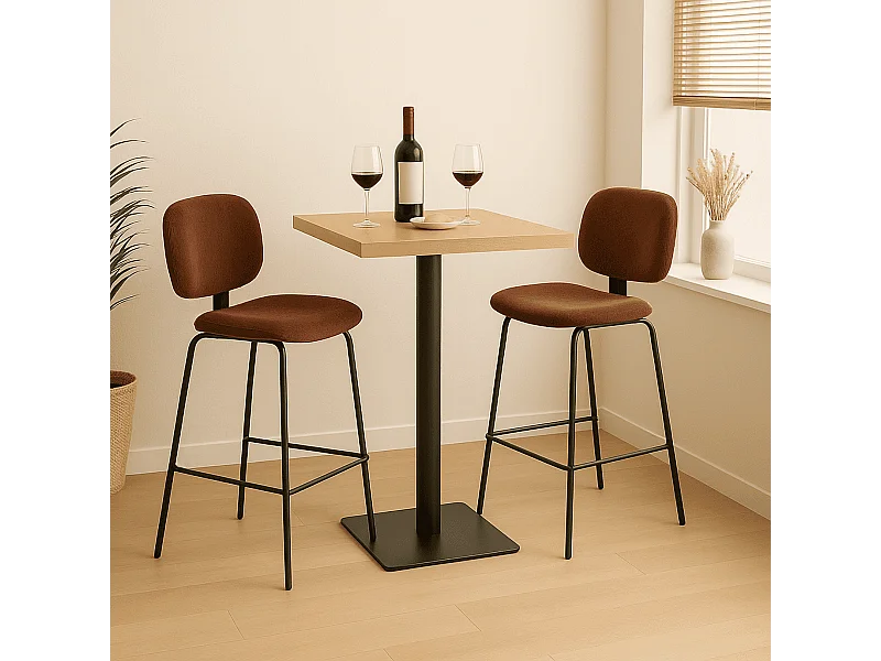 Lot de 2 tabourets en velours côtelé avec pieds en métal noir H65 cm - ARUS