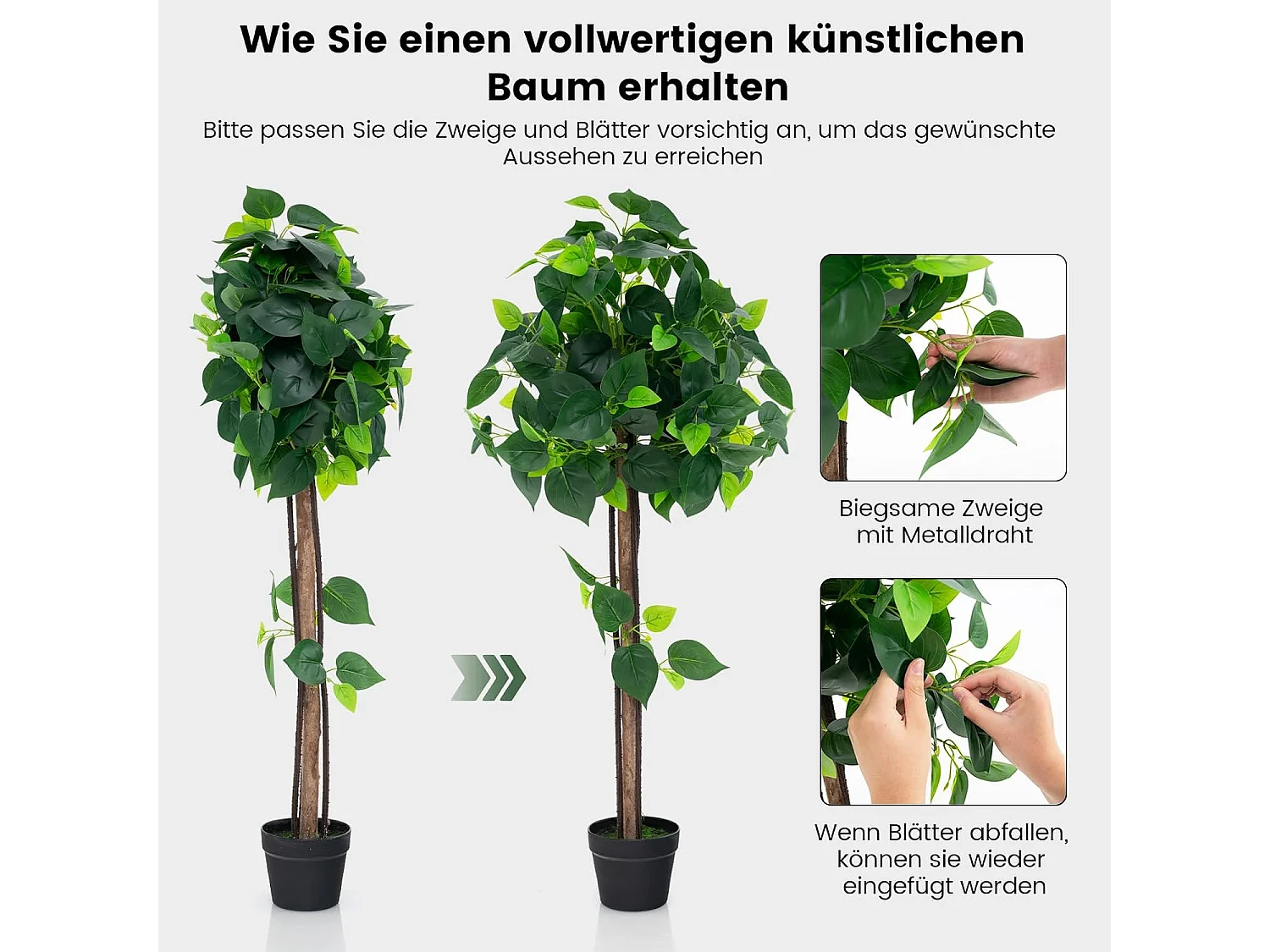 Kunstplant 114 cm, kunstmatige plant, hortensiaboom, groene planten met realistische bladeren en houten stam,decoratieve plant, kamerplant voor thuis,groen