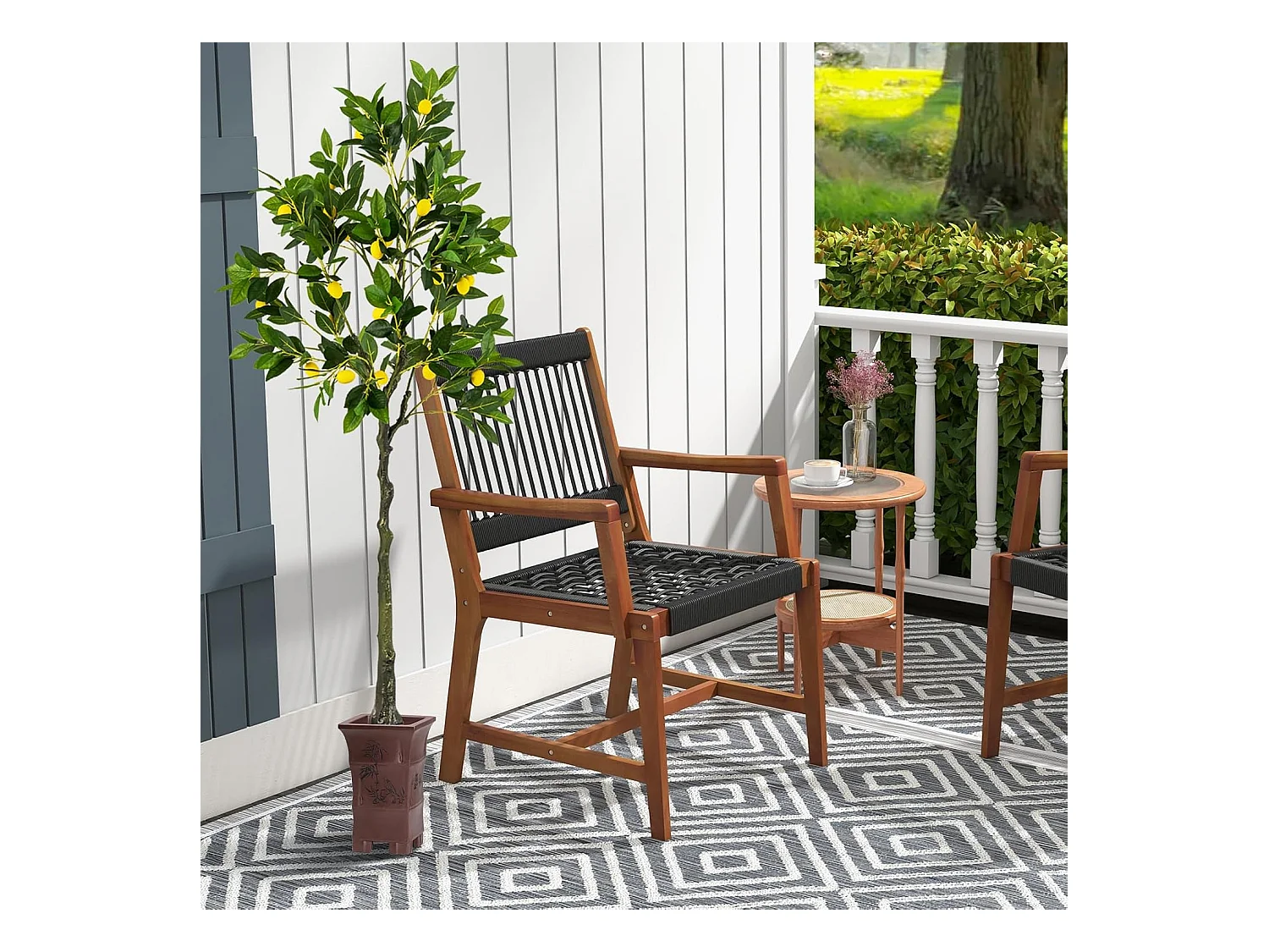 Kunstmatige citroenboom, limonenboom met pot en 27 citroenen, kunstplant met vruchten, citrusplant, potplant, kamerplant,kantoor, decoratie, groen + geel (160 cm)