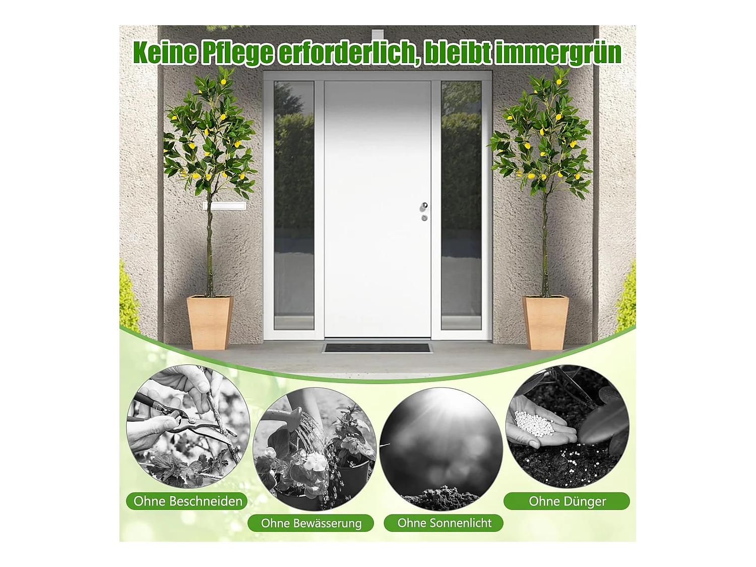 Kunstmatige citroenboom, limonenboom met pot en 27 citroenen, kunstplant met vruchten, citrusplant, potplant, kamerplant,kantoor, decoratie, groen + geel (160 cm)