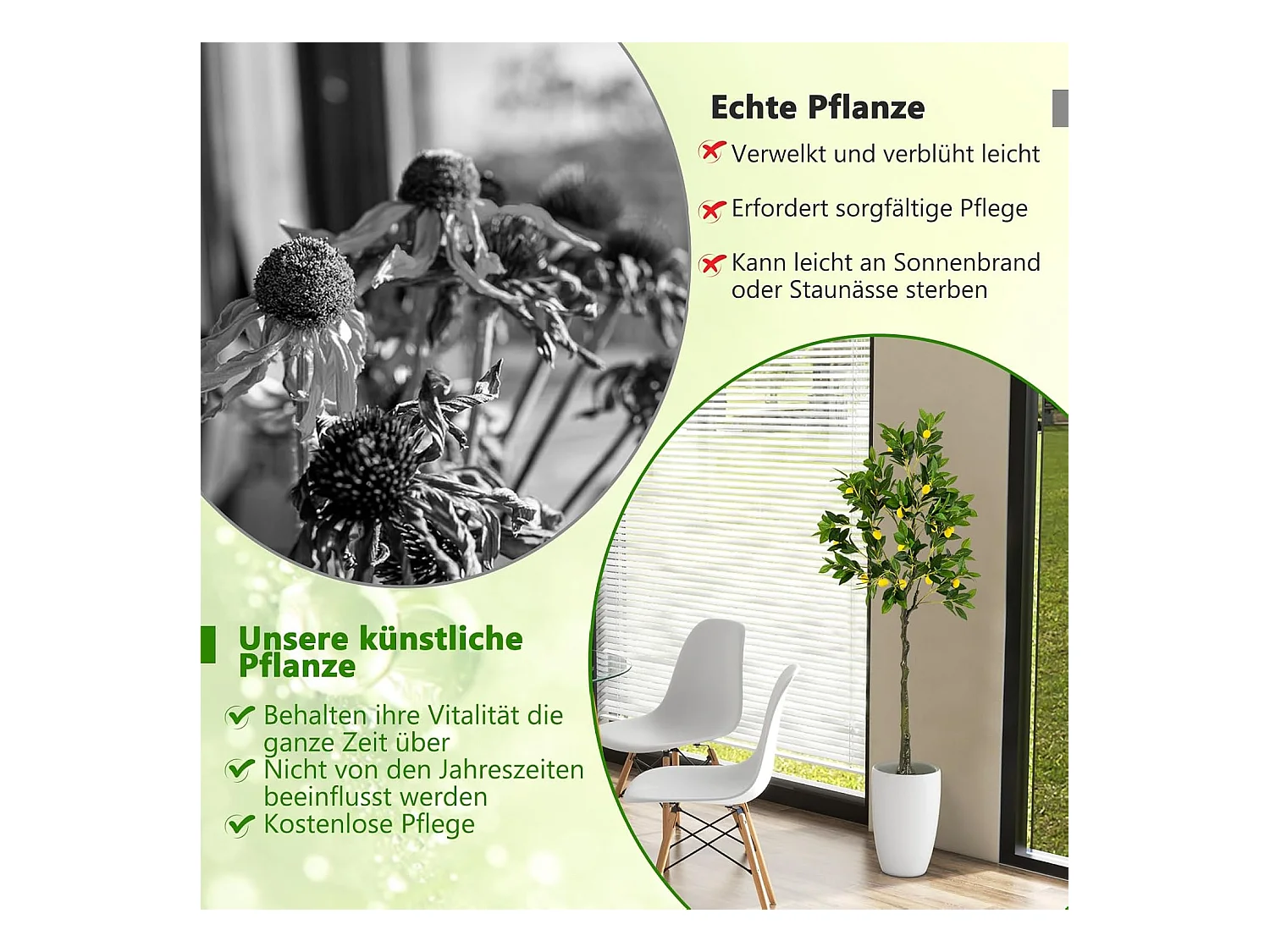 Kunstmatige citroenboom, limonenboom met pot en 27 citroenen, kunstplant met vruchten, citrusplant, potplant, kamerplant,kantoor, decoratie, groen + geel (160 cm)