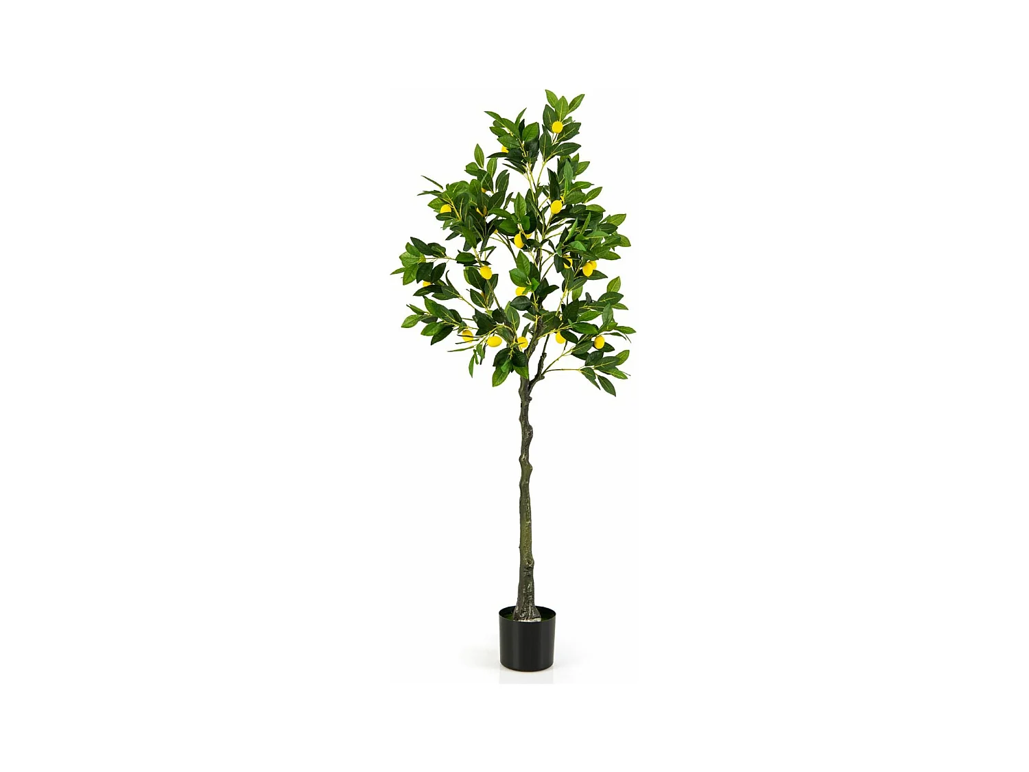 Kunstmatige citroenboom, limonenboom met pot en 27 citroenen, kunstplant met vruchten, citrusplant, potplant, kamerplant,kantoor, decoratie, groen + geel (160 cm)