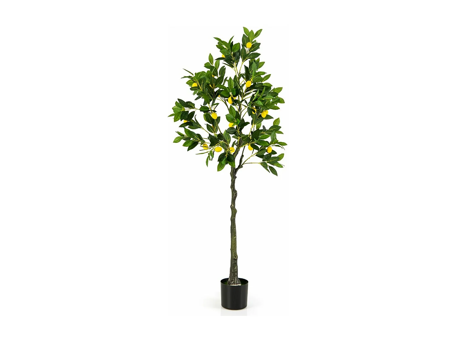 Kunstmatige citroenboom, limonenboom met pot en 27 citroenen, kunstplant met vruchten, citrusplant, potplant, kamerplant,kantoor, decoratie, groen + geel (160 cm)