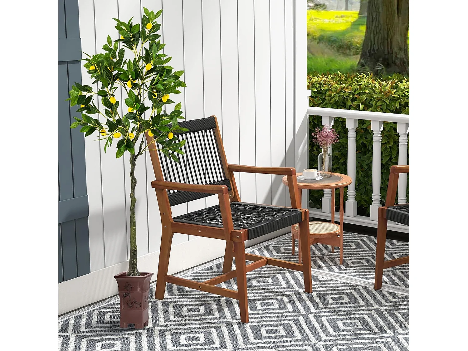 Kunstmatige citroenboom, limonenboom met pot en 27 citroenen, kunstplant met vruchten, citrusplant, potplant, kamerplant,kantoor, decoratie, groen + geel (160 cm)