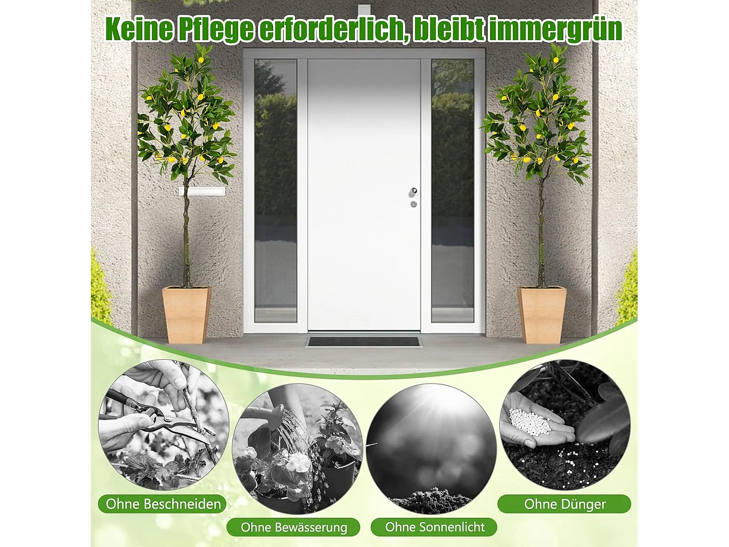 Kunstmatige citroenboom, limonenboom met pot en 27 citroenen, kunstplant met vruchten, citrusplant, potplant, kamerplant,kantoor, decoratie, groen + geel (160 cm)