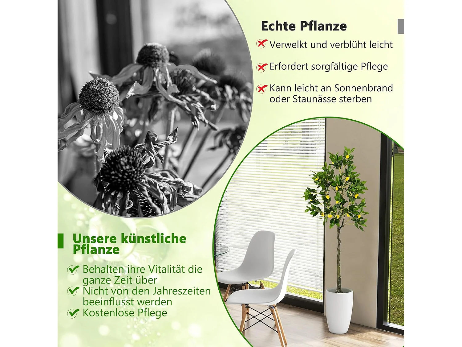 Kunstmatige citroenboom, limonenboom met pot en 27 citroenen, kunstplant met vruchten, citrusplant, potplant, kamerplant,kantoor, decoratie, groen + geel (160 cm)