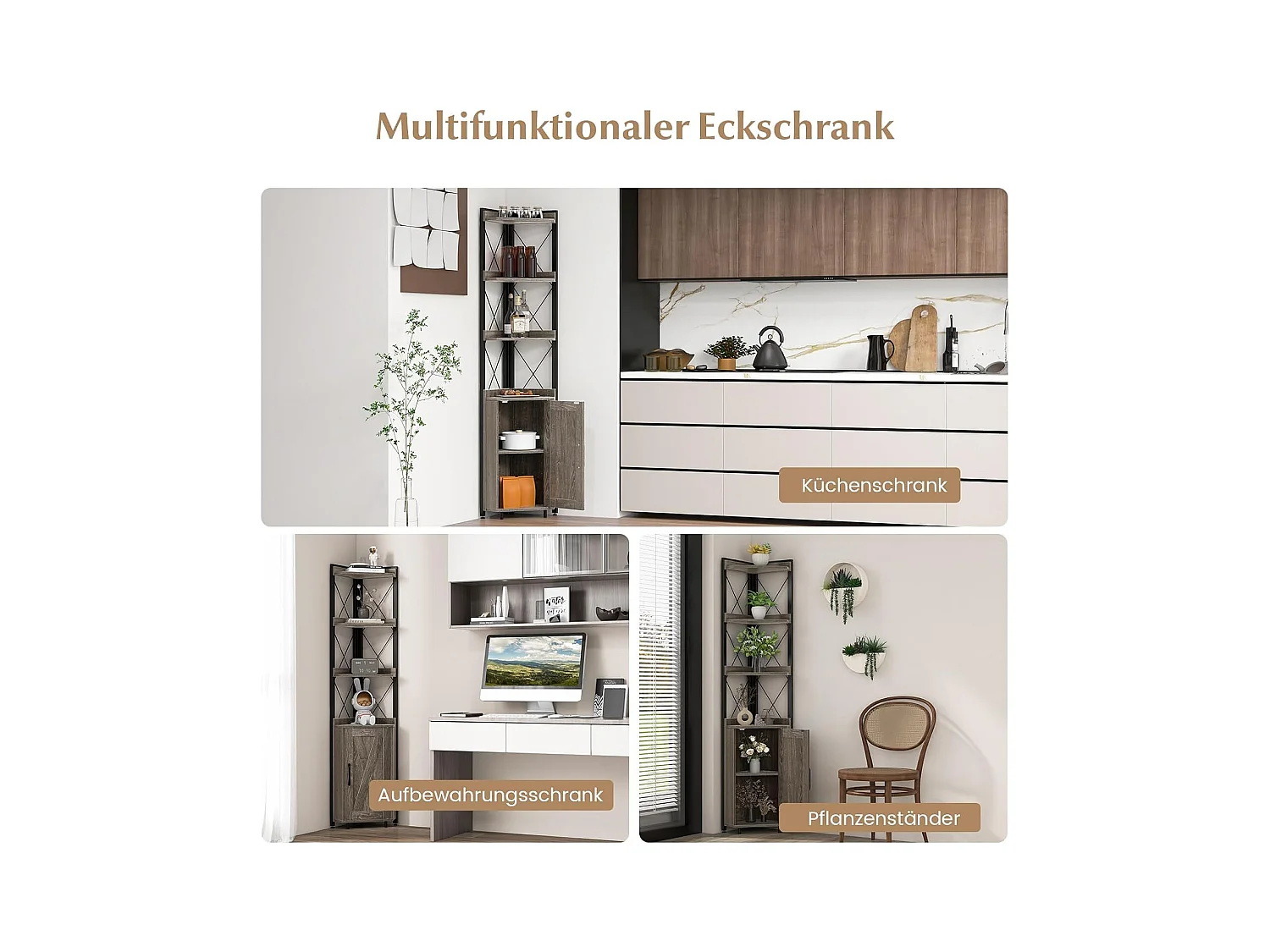 Boekenkast, 6 verdiepingen, industrieel rek, hoge kast, smal met 4 planken en verstelbare planken, keukenkast,ruimtebesparend, 48 x 32 x 180 cm (grijs)VL32325