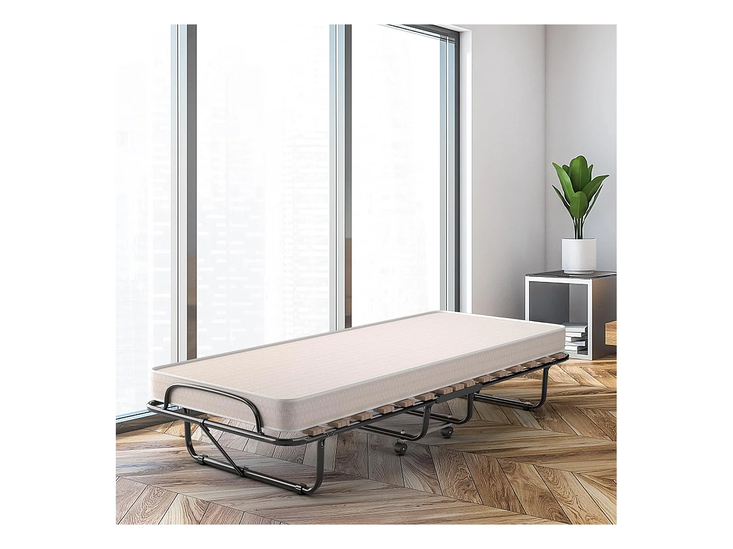 Opvouwbaar Bed, Opklapbaar Extra Gastenbed Met 10 cm Traagschuim Matras,Draagbaar Eenpersoons Slaapbed voor Camping,Gemakkelijk Op te bergen