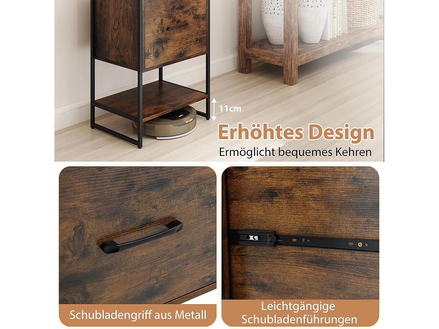 Boekenkast met 5 verdiepingen, boekenkast met open planken en metalen frame, staand rek, industrieel, opbergrek voor woonkamer, 45 x 35 x 160 cm (bruin)VH33143