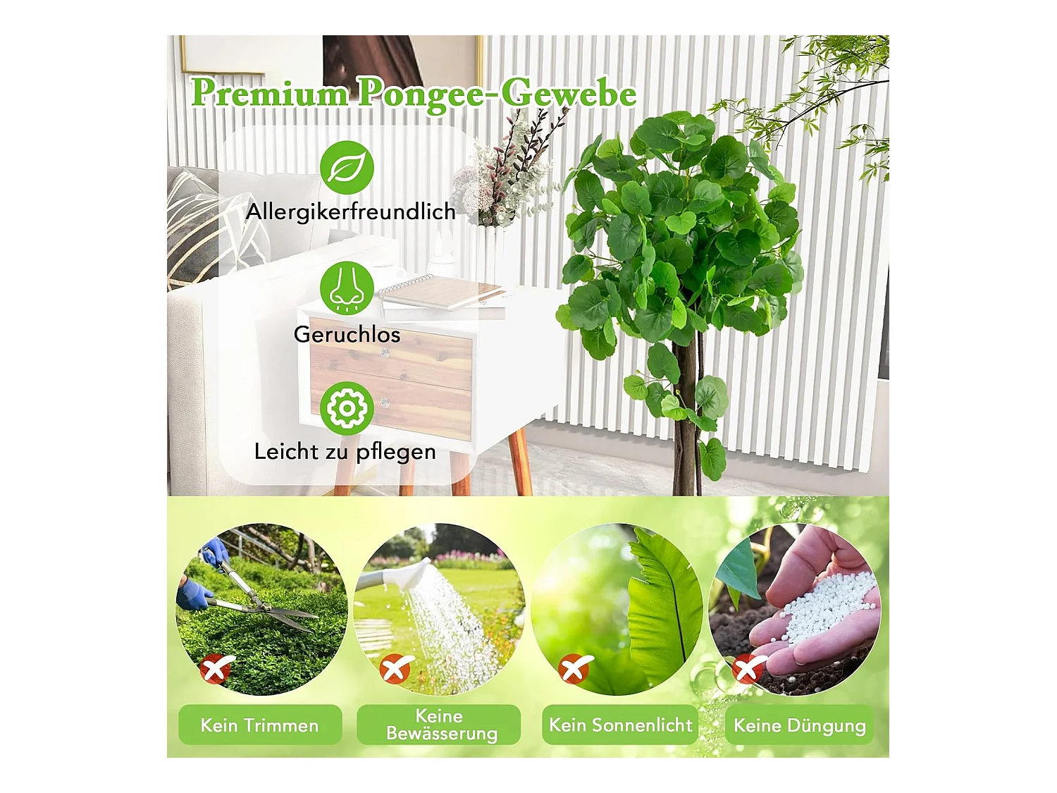 Kunstplant 110 cm, kunstplant sierappelboom, kunstboom met pot,groene planten met realistische bladeren en houten stam,kamerplant voor thuis,kantoor,groen(1 stuks)