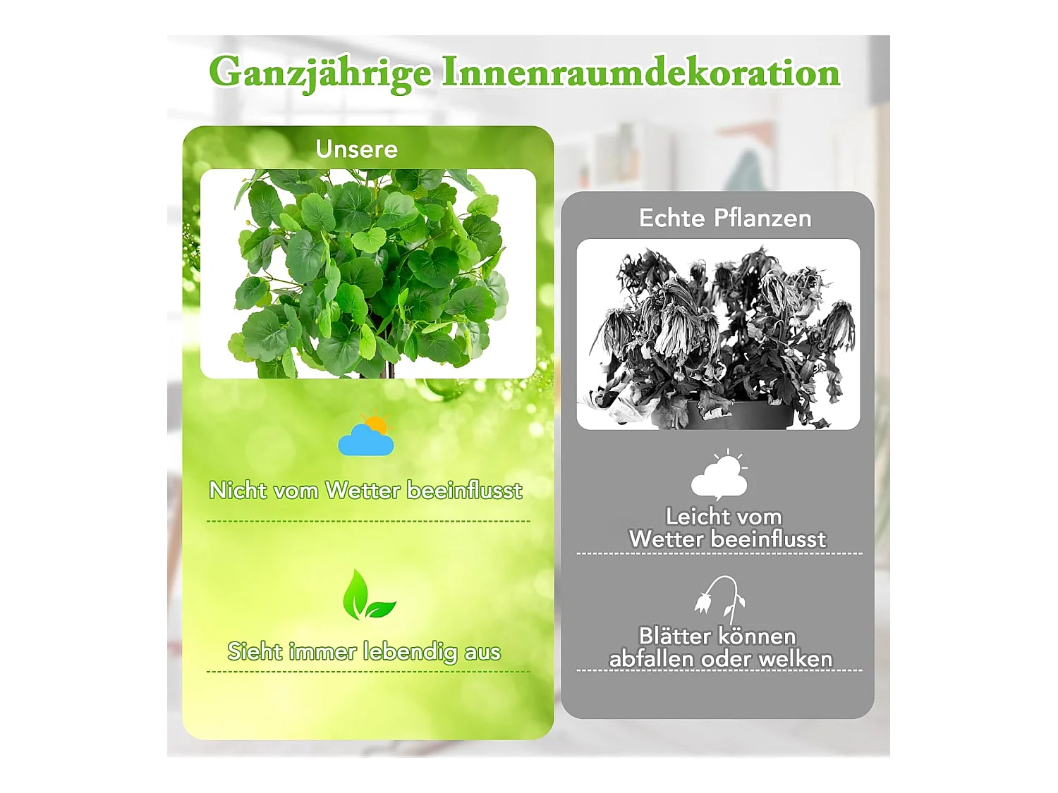 Kunstplant 110 cm, kunstplant sierappelboom, kunstboom met pot,groene planten met realistische bladeren en houten stam,kamerplant voor thuis,kantoor,groen(1 stuks)