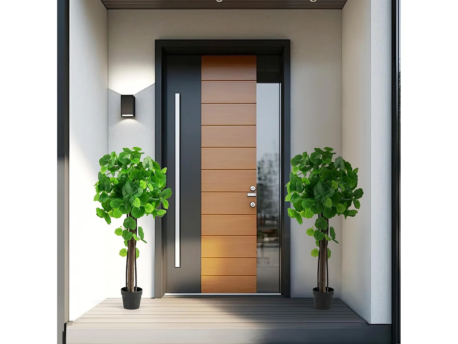 Kunstplant 110 cm, kunstplant sierappelboom, kunstboom met pot,groene planten met realistische bladeren en houten stam,kamerplant voor thuis,kantoor,groen(1 stuks)