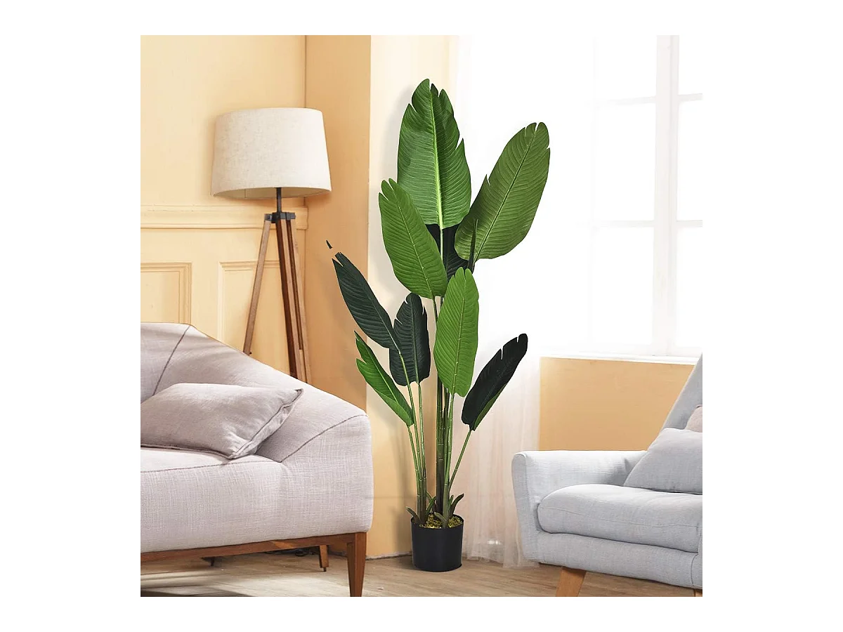 160 cm kunstplant tropische palm, kunstmatige Monstera, slangenplant, kamerplant met stevige pot en 10 bladeren, groene plant voor tuin, kantoor, kamerdecoratie