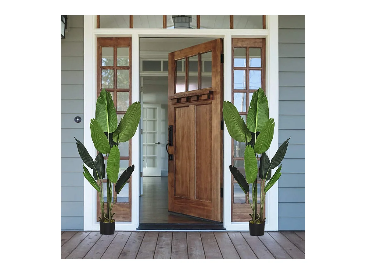 160 cm kunstplant tropische palm, kunstmatige Monstera, slangenplant, kamerplant met stevige pot en 10 bladeren, groene plant voor tuin, kantoor, kamerdecoratie