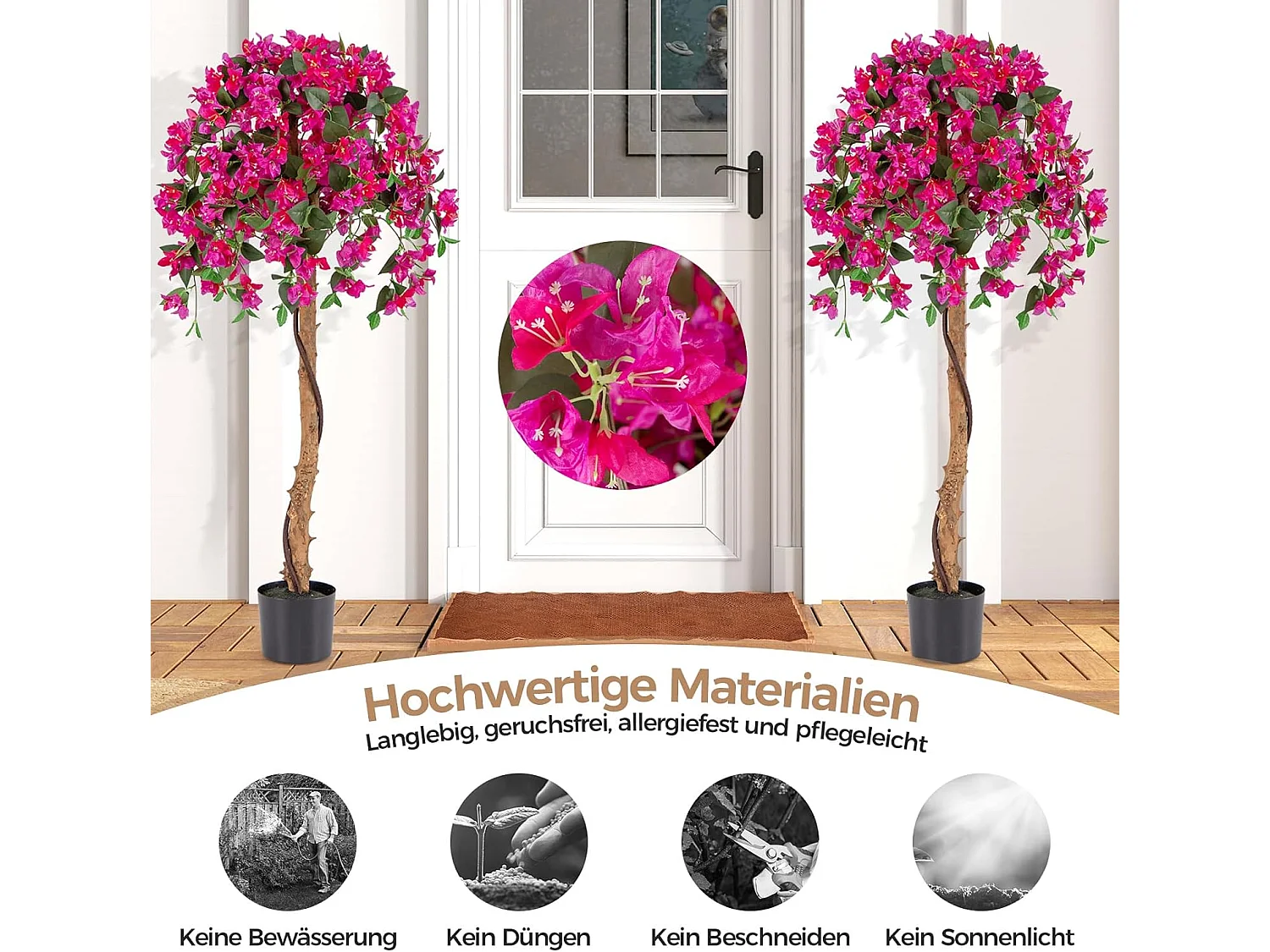 Kunstboom met bloemen, kunstplant in pot, kunstboom met azalee-bloemen, realistische potplant, kunstbloem voor thuis,kamerplant, decoratieve plant, rozeTL32430