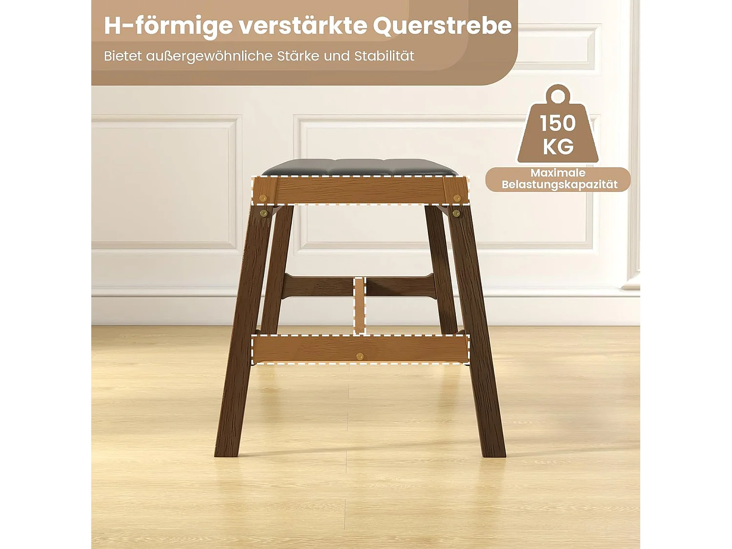 Zitbank, eetkamerbank, gestoffeerde bank, rubberhouten frame, entree bank om schoenen te wisselen, houten bank voor woonkamer, slaapkamer, eetkamerVH33703
