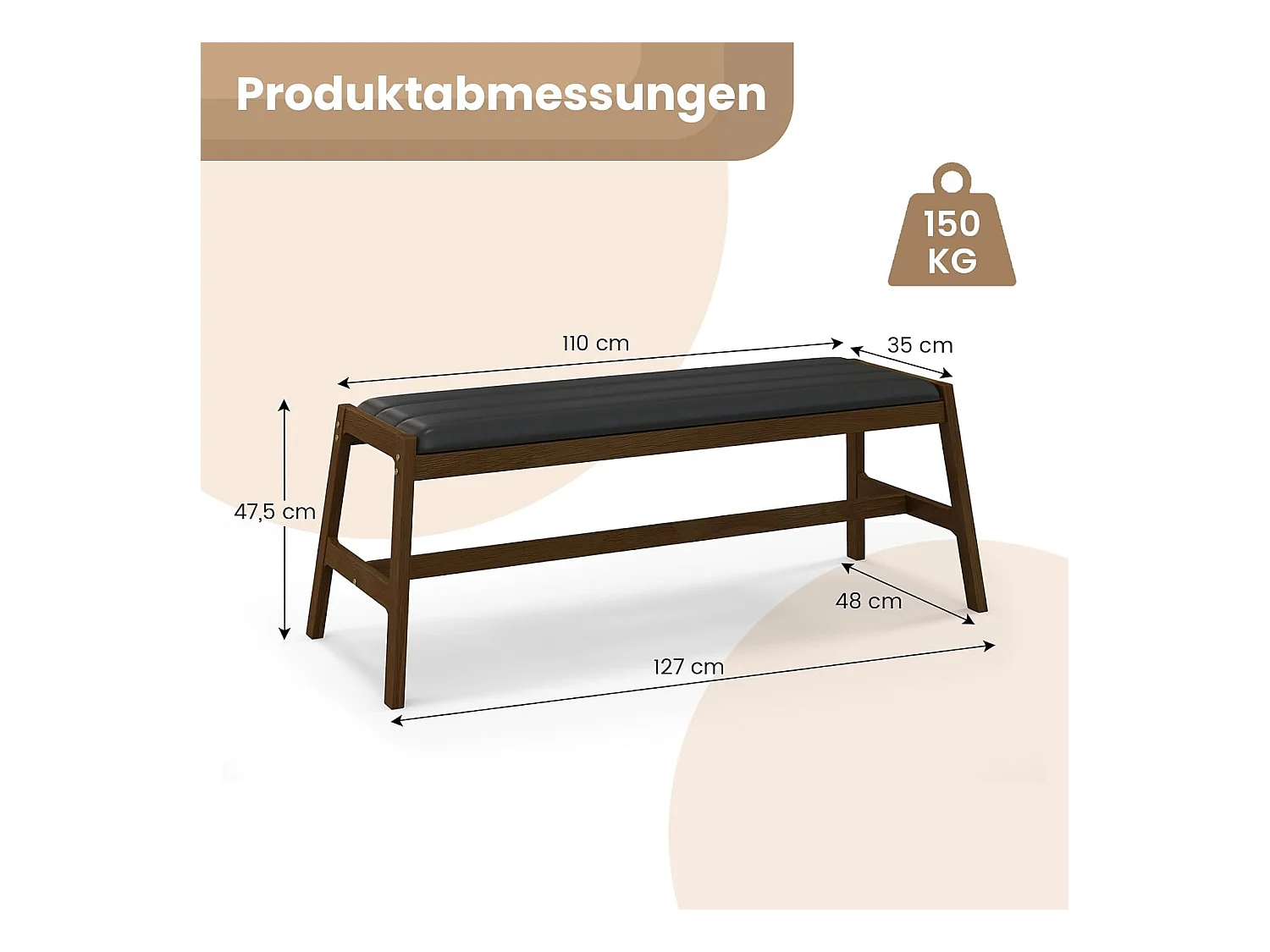 Zitbank, eetkamerbank, gestoffeerde bank, rubberhouten frame, entree bank om schoenen te wisselen, houten bank voor woonkamer, slaapkamer, eetkamerVH33703