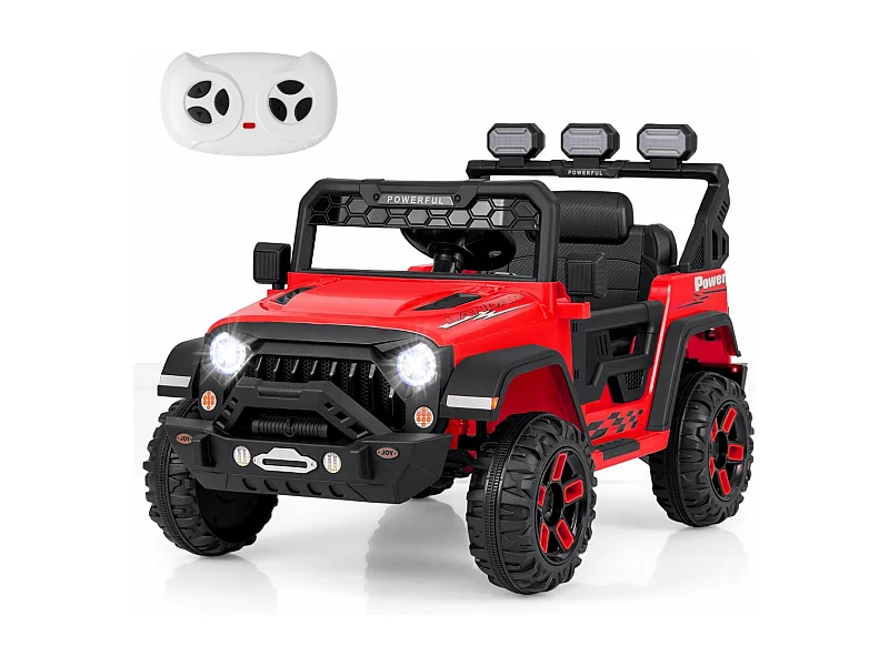 12V Voiture Électrique Enfant avec Télécommande 2,4G, Véhicule Électrique avec Musique & Lumières LED, 3 Vitesses, Charge 30kg pour 3 Ans+ (Rouge)