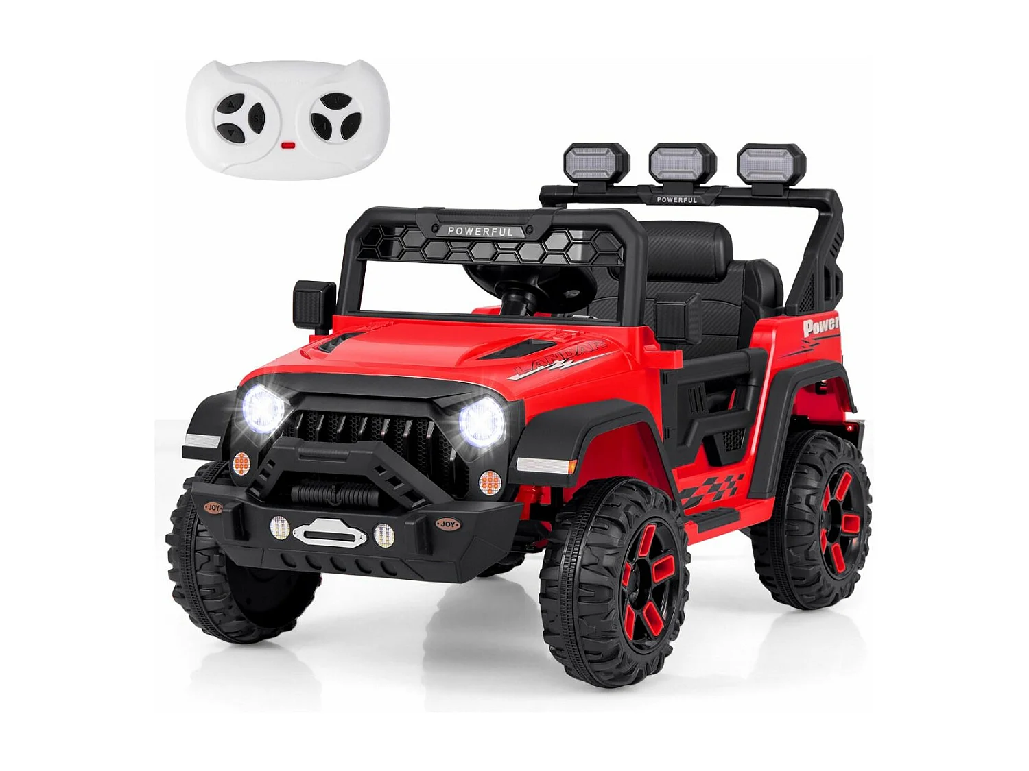 12V Voiture Électrique Enfant avec Télécommande 2,4G, Véhicule Électrique avec Musique & Lumières LED, 3 Vitesses, Charge 30kg pour 3 Ans+ (Rouge)