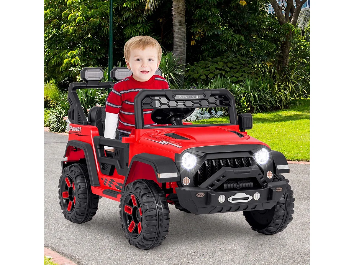 12V Voiture Électrique Enfant avec Télécommande 2,4G, Véhicule Électrique avec Musique & Lumières LED, 3 Vitesses, Charge 30kg pour 3 Ans+ (Rouge)