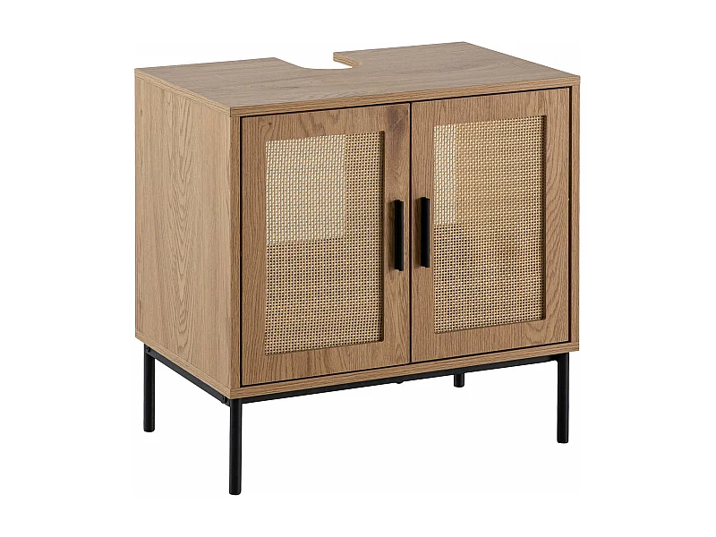 Évier Armoire 60x60x40 cm Aspect Chêne Meuble Vasque a Poser Salle Bain