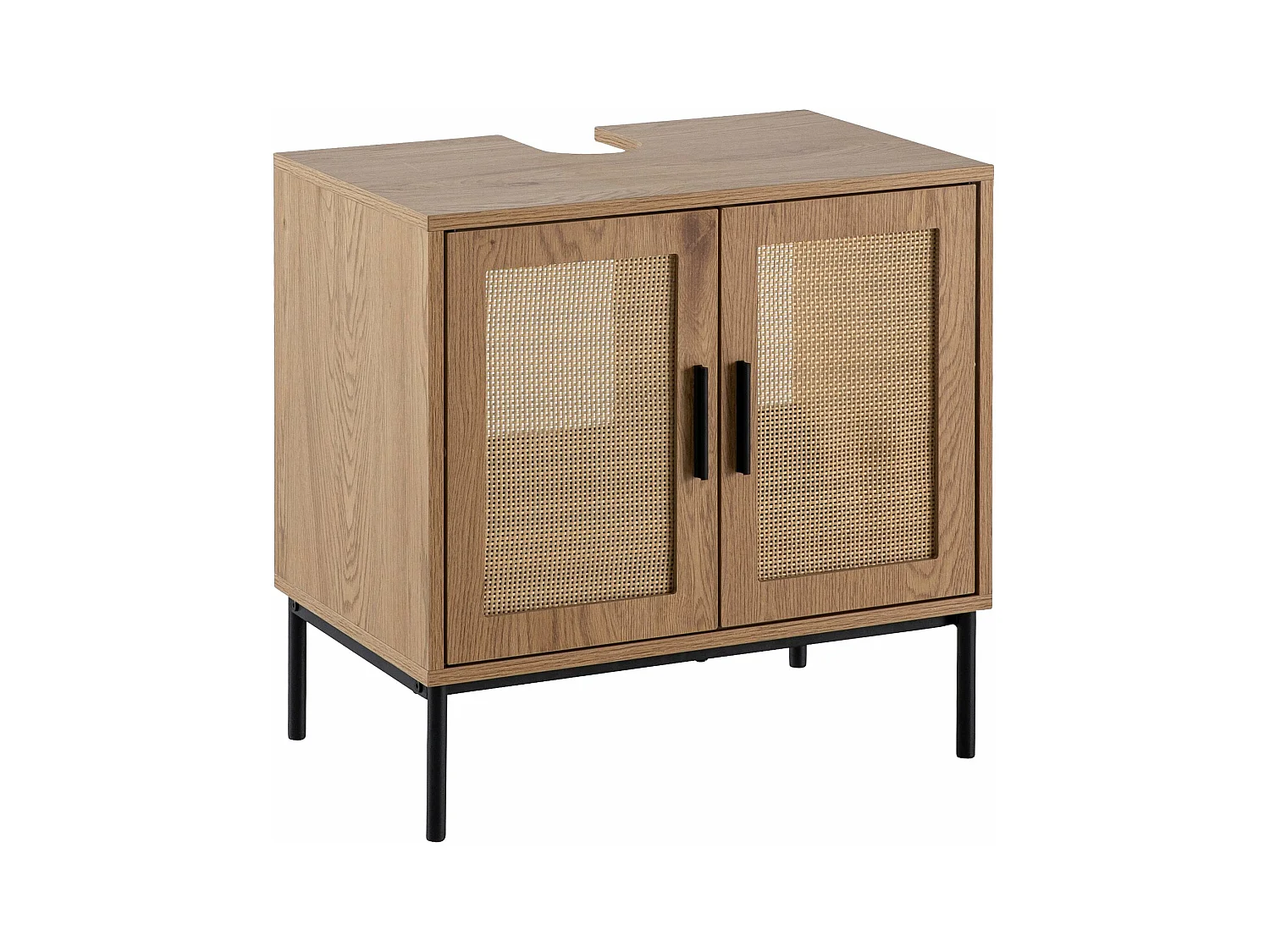 Évier Armoire 60x60x40 cm Aspect Chêne Meuble Vasque a Poser Salle Bain